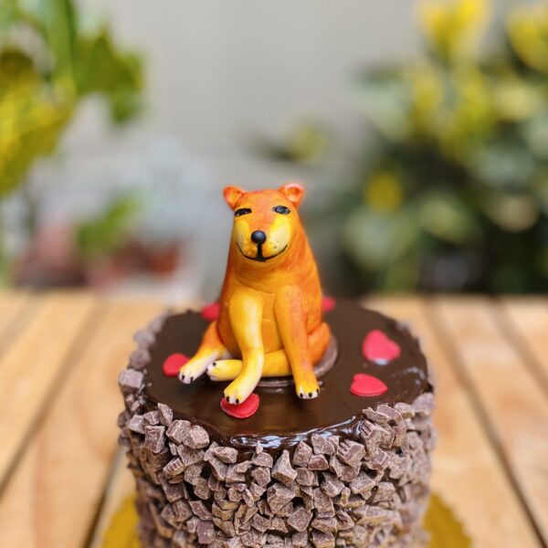 Una mini torta artesanal con el simpático Cheems, un detalle encantador para alegrar cualquier evento.